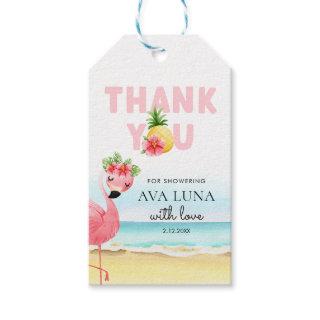 Pink Flamingo Baby Shower Thank you Gift Tags