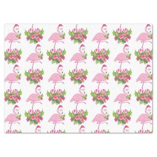 Pink Flamingo in Santa Hat Whimsical Christmas Tissue Paper