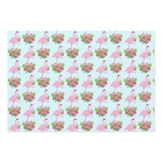 Pink Flamingo in Santa Hat with Candy Cane Bouquet  Sheets
