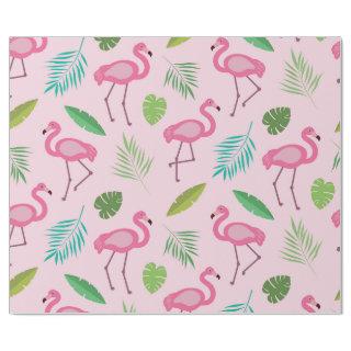 Pink flamingo pattern with tropical leaves