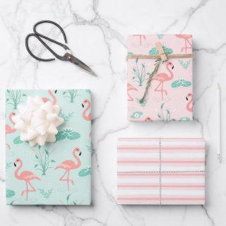 Pink Flamingo Stripes Teal Accent All Occasion  Sheets