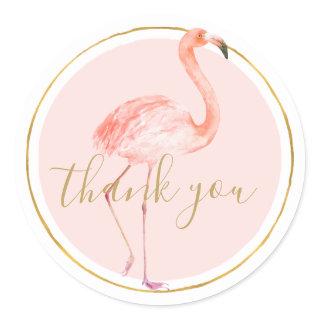 Pink Flamingo Thank you Classic Round Sticker