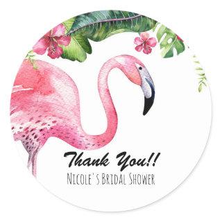 Pink Flamingo Tropical Summer Party Favor Classic Round Sticker