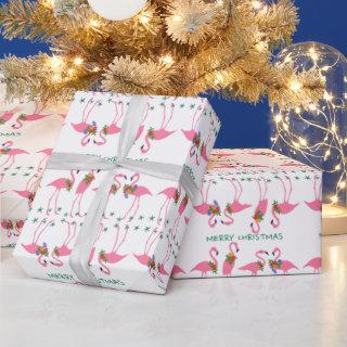 Pink Flamingos Merry Christmas Pattern