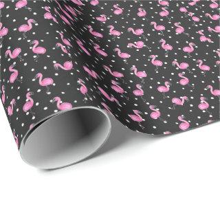 pink flamingos on polka dot