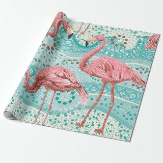 Pink flamingos seamless pattern