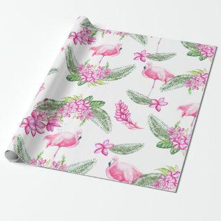 Pink Flamingos & Tropical Flowers Pattern