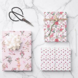 Pink Floral Ballerina Bunny and Kitty  Sheets