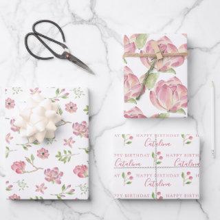 Pink Floral Birthday  Sheets