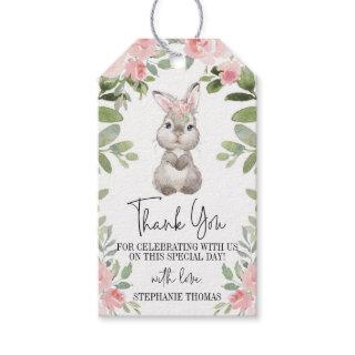 Pink Floral Bunny Baby Shower Gift Tag