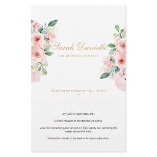 Pink Floral Personalized Candy Bar Wrapper