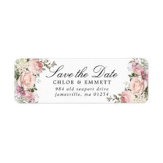 Pink Floral Rustic Save the Date Return Address Label
