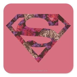 Pink Floral S-Shield Square Sticker
