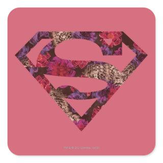 Pink Floral S-Shield Square Sticker