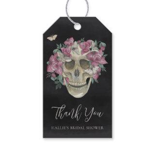 Pink Floral Skull Halloween Bridal Shower Favor Gift Tags