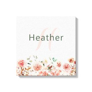 Pink Floral Stretched Canvas Print