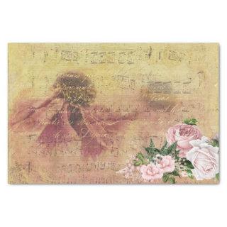 Pink Flower Pretty Decoupage Vintage Ephemera Tissue Paper