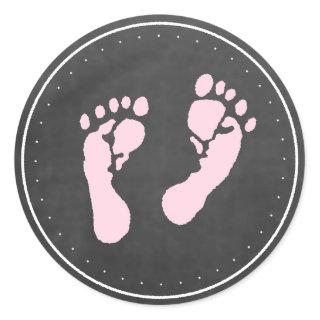 Pink Footprints Classic Round Sticker