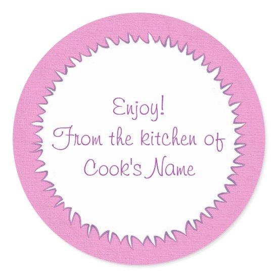 Pink From the Kitchen of Personalized Lid Stickers