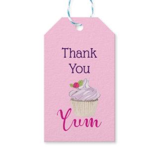 Pink Frosted Cupcake Yum! Thank You Gift Tags