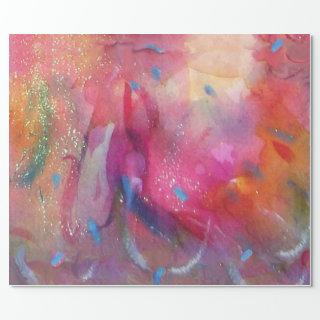 PINK FUCHSIA BLUE ABSTRACT WATERCOLOR