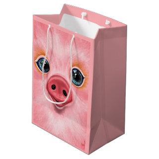 Pink Gift Bag with Baby Pig - Smile