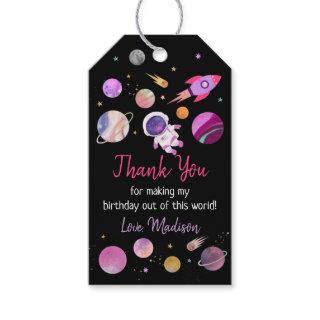 Pink Girl Astronaut Outer Space Birthday Gift Tags