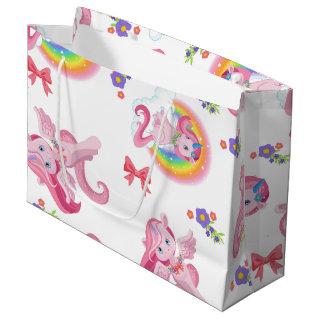 Pink Girly Unicorn Rainbow Pattern Gift Bag