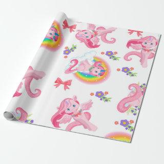Pink Girly Unicorn Rainbow Pattern