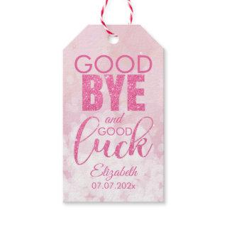Pink Glitter Goodbye And Good Luck Gift Tags