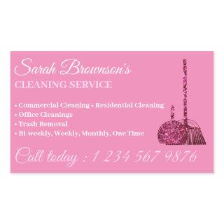 Pink Glitz Glam Cleaning Service Janitorial Rectangular Sticker