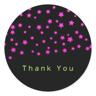 Pink Glowing Stars Birthday Party Custom Favor Classic Round Sticker