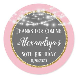 Pink Gold Birthday Thanks For Coming Favor Tags