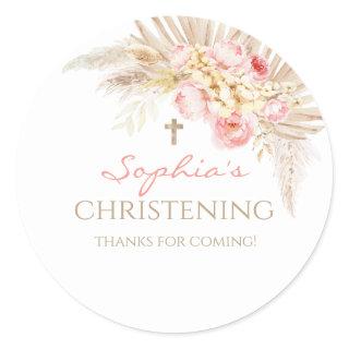 Pink Gold Boho Girl Christening Stickers