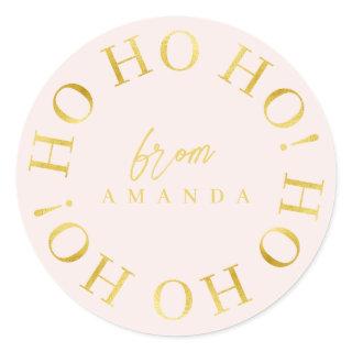 Pink Gold Christmas Ho Ho Ho ID1009 Classic Round Sticker