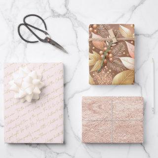 Pink Gold Christmas Patterns #2#8#32  ID1009  Sheets