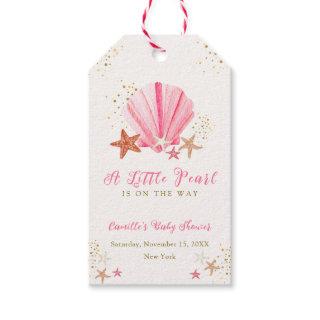 Pink Gold Elegant Starfish Seashell Baby Shower  Gift Tags