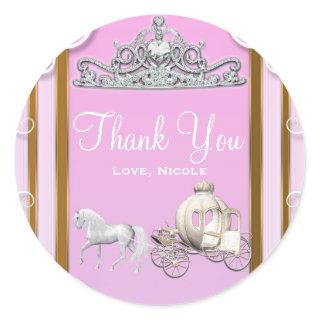 Pink Gold Princess Crown & Carriage Sweet 16 Party Classic Round Sticker