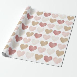 Pink Gold Watercolor Hearts Valentine's Day