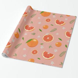Pink Grapefruit Orange Fruity Summer Pattern