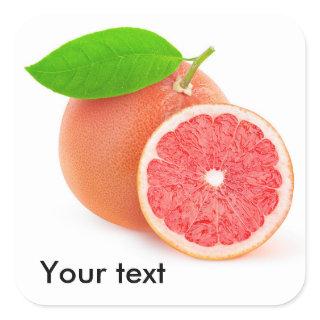 Pink grapefruit square sticker