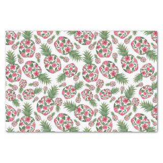 Pink Green Watercolor Floral Pineapples Pattern Tissue Paper