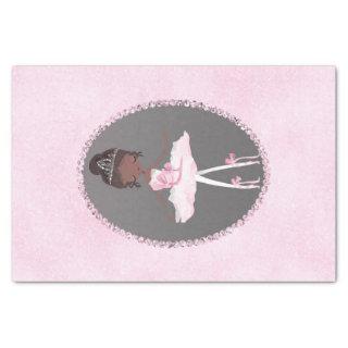 Pink & Grey Couture Dark Ballerina Birthday Party Tissue Paper
