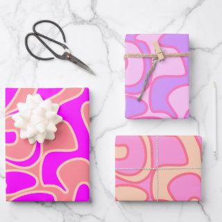 Pink Groovy Retro Fluid Art Unique  Sheets