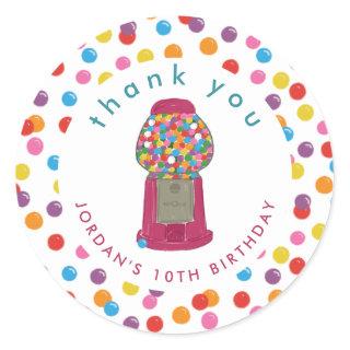 Pink Gumball Machine Candy Bubble Gum Thank You Classic Round Sticker