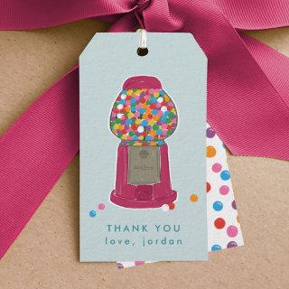 Pink Gumball Machine Candy Bubble Gum Thank You Gift Tags