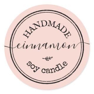 Pink Handmade Script Black Border Product Label