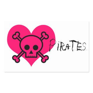 Pink Heart Pirates Rectangular Sticker