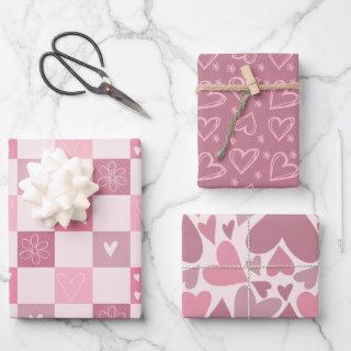 Pink Hearts Valentine's Day Love Retro Checker   Sheets