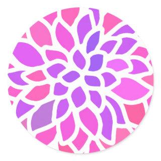 Pink Hippie Flower Retro Modern Classic Round Sticker